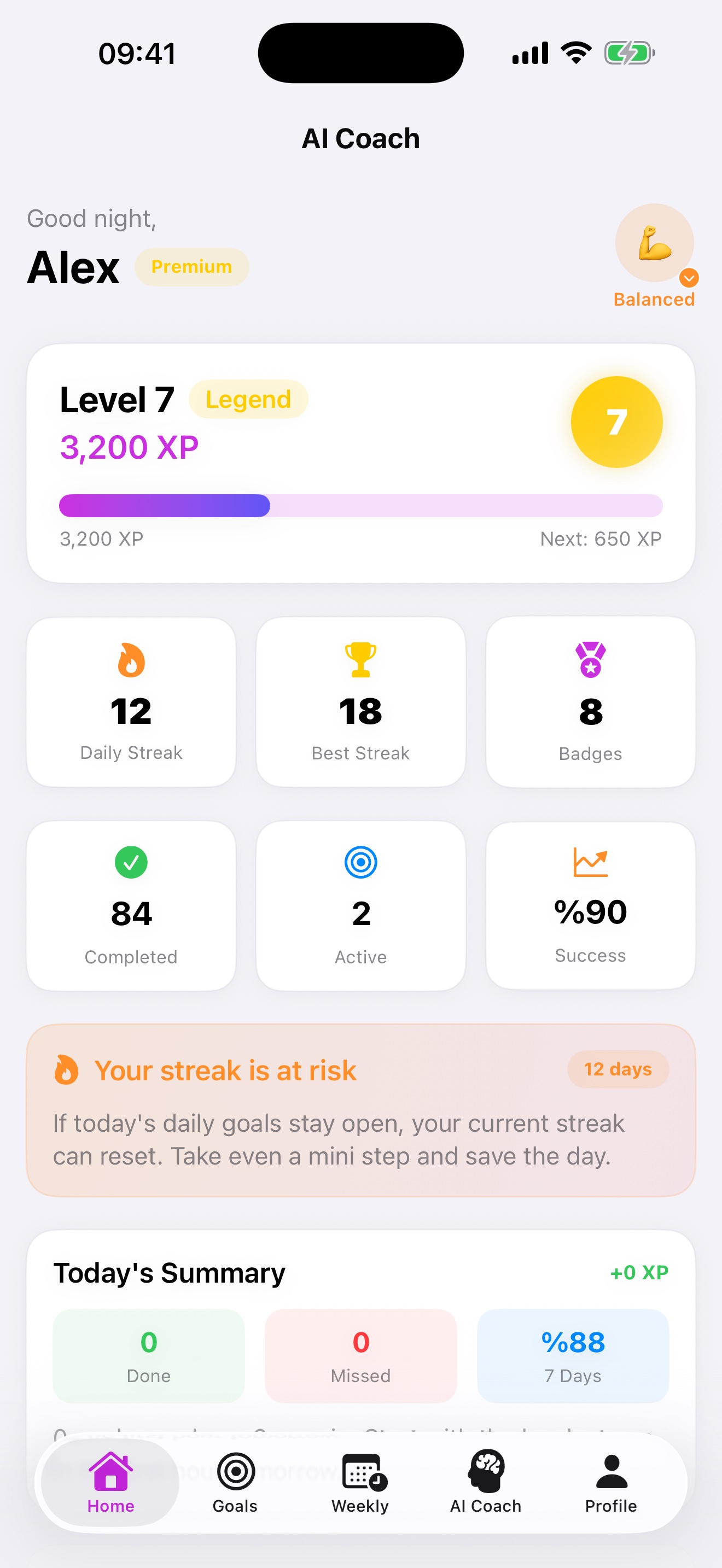 Habit Rhythm AI daily progress screen